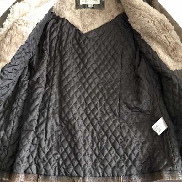 Vintage St. John's Bay Genuine Leather Belted Fur Trim Jacket W Size Large - Picture 5 of 9
